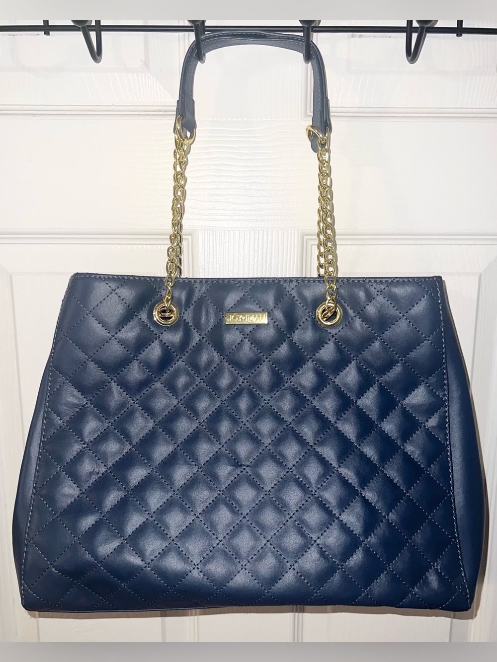 Joy and Iman Diamond Quilted Genuine Leather Satchel